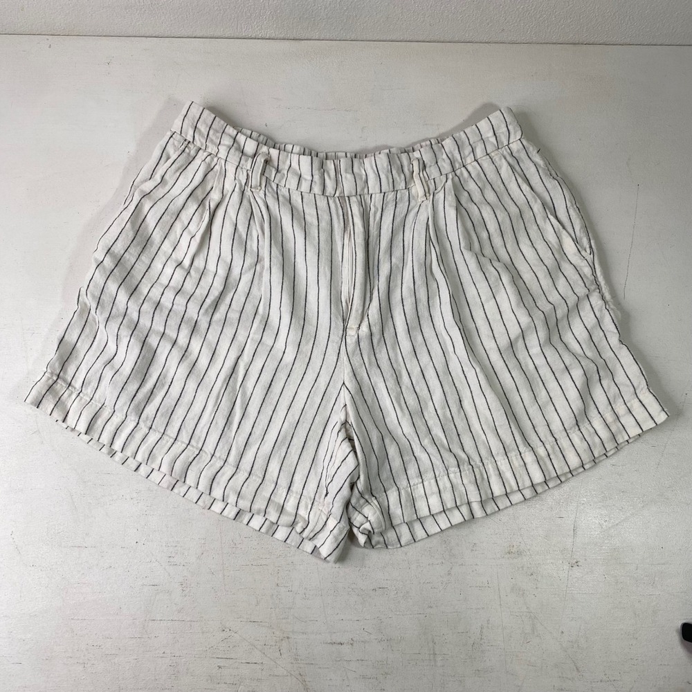 High Rise Pinstripe Linen Blend Shorts Womens Size 10 A New Day Euro-Summer